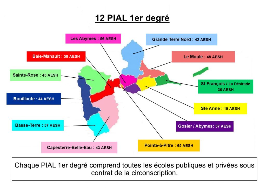 Cartographie des PIAL 1er degré de l'académie de Guadeloupe Rentrée 2021