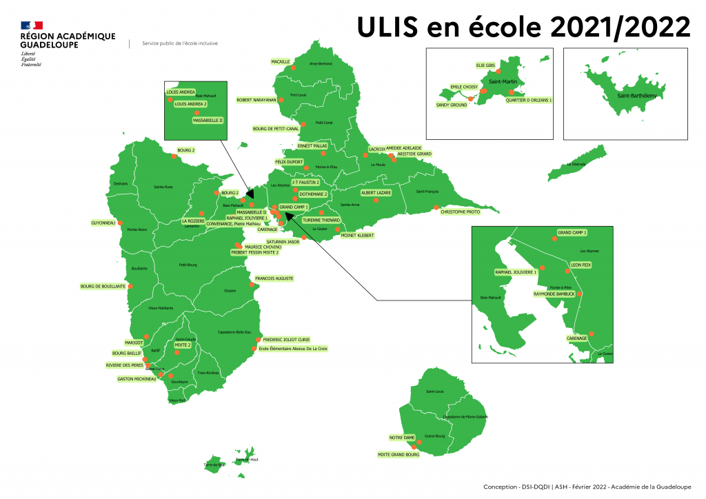 Cartographie des ULIS école de Guadeloupe 2021 2022